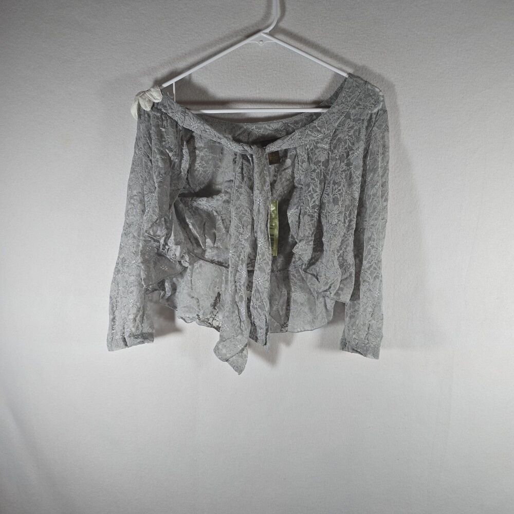 Copper Key Womens Small Grey Blouse, New Long Sleeve